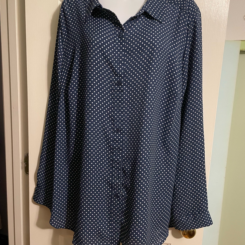 Fred David Blue And White Polka Dot Blouse Fred David Blue And White Polka Dot Blouse
